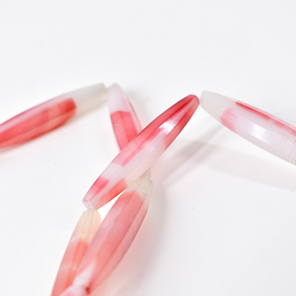 Faceted Bohemian Pink and White Trade Beads 32 Inch