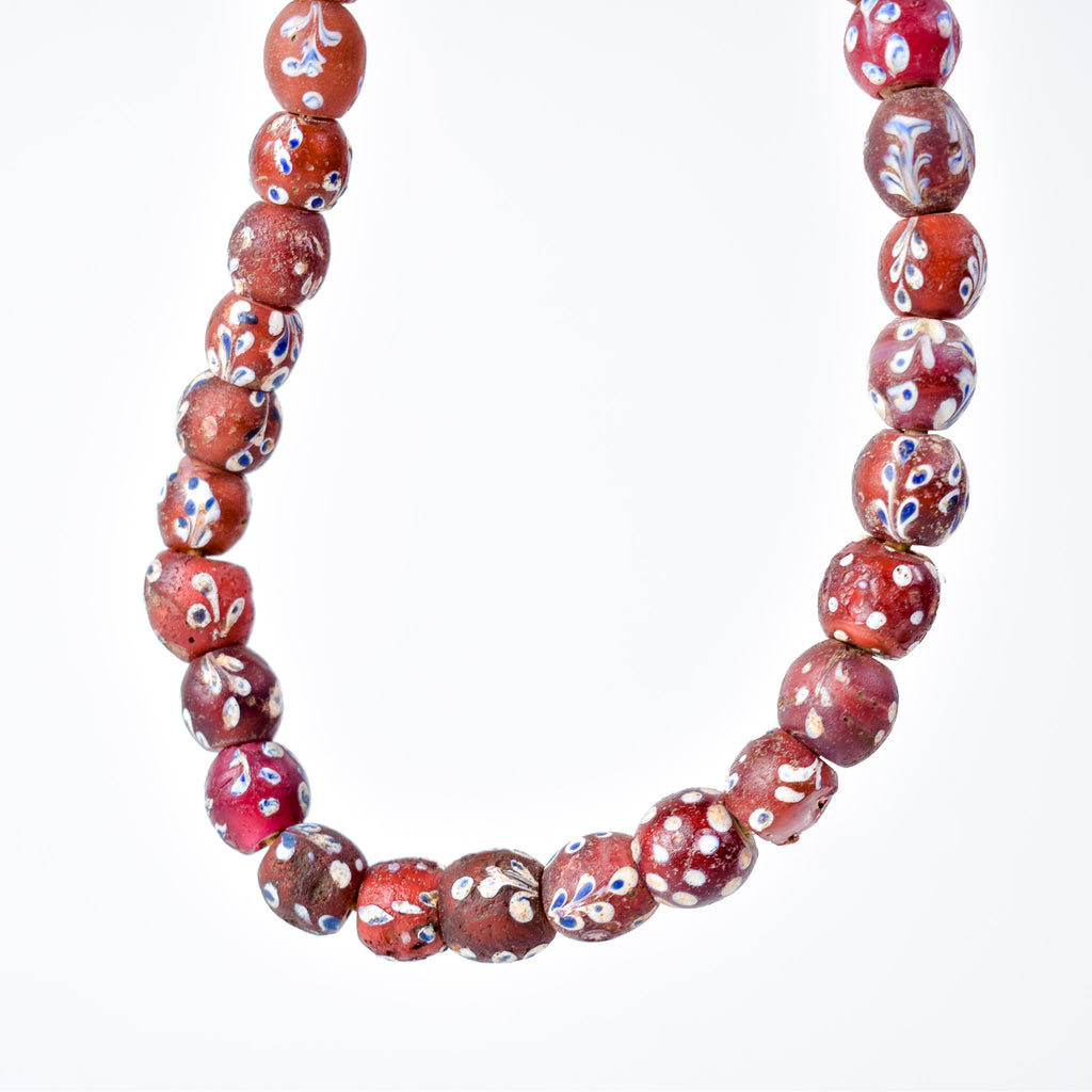 Mixed Whiteheart Skunk Floral Dot Venetian Red Trade Beads