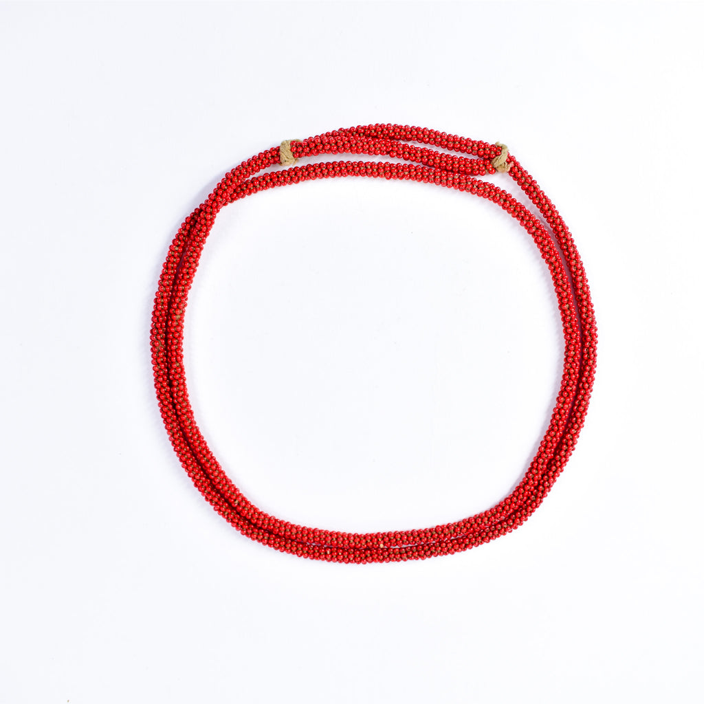 Fulani Beaded Necklace Red Nigeria 32 Inch