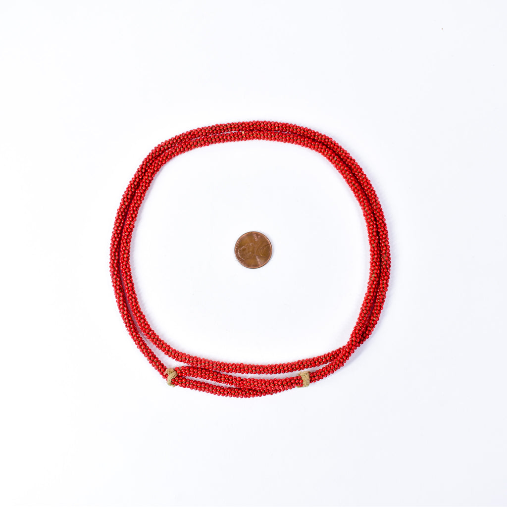 Fulani Beaded Necklace Red Nigeria 32 Inch