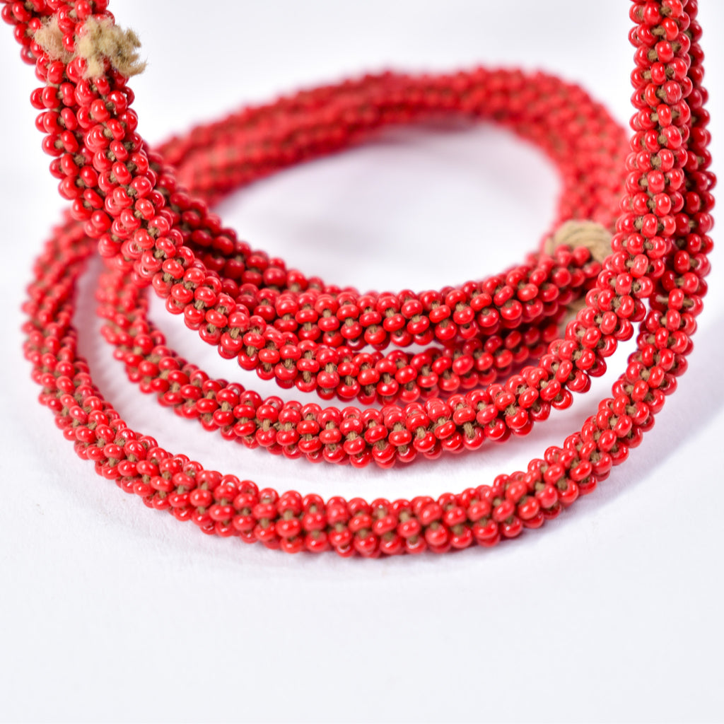 Fulani Beaded Necklace Red Nigeria 32 Inch
