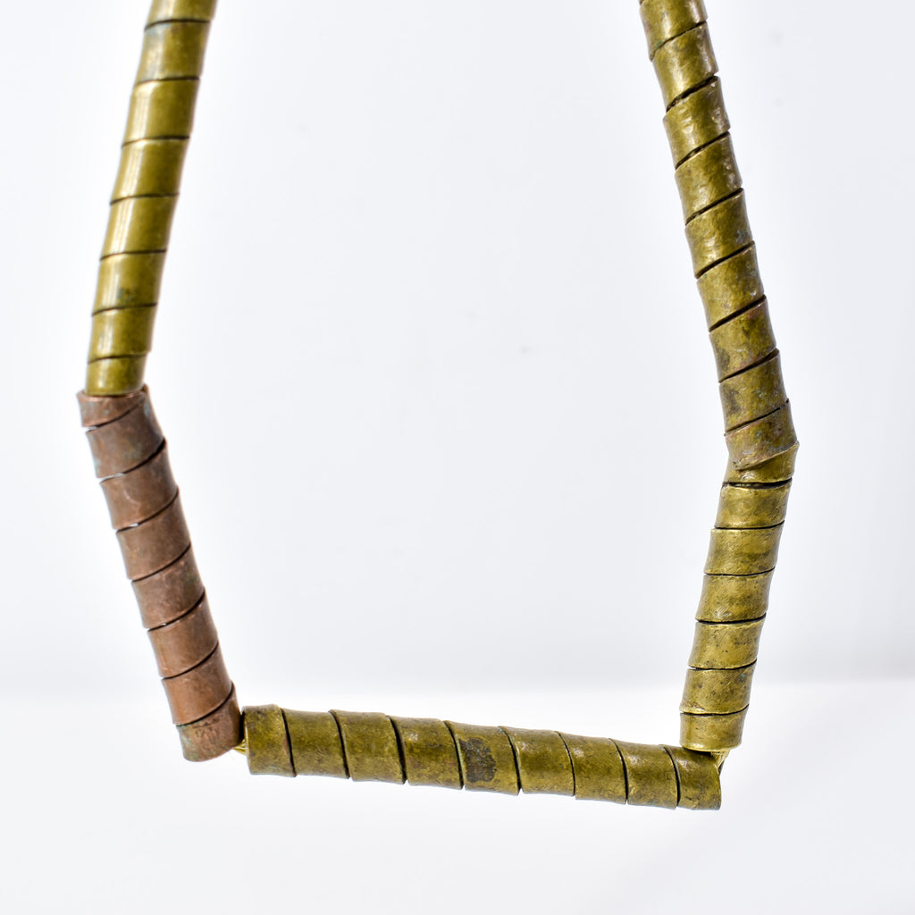 Pig Tail Copper and Brass Trade Beads Large Ethiopia 34 Inch