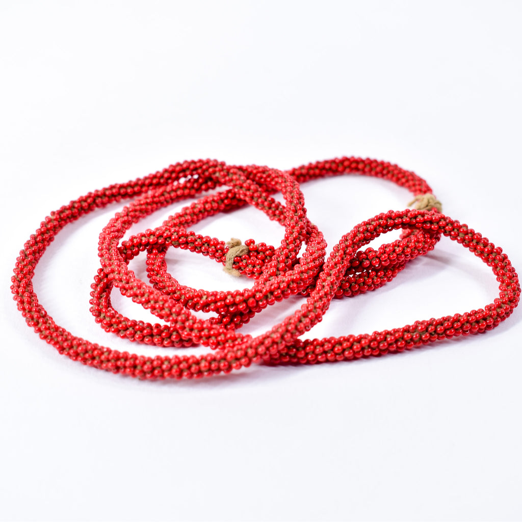 Fulani Beaded Necklace Red Nigeria 32 Inch