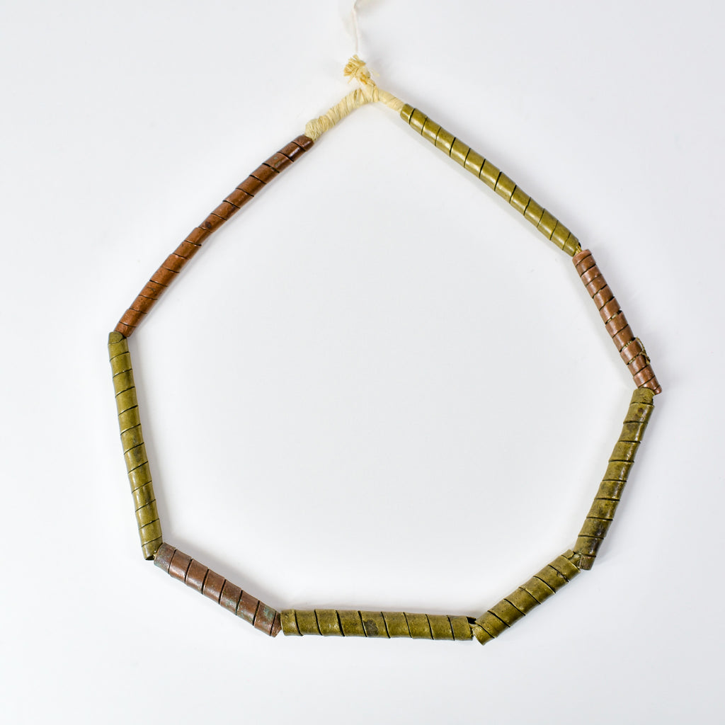Pig Tail Copper and Brass Trade Beads Large Ethiopia 34 Inch