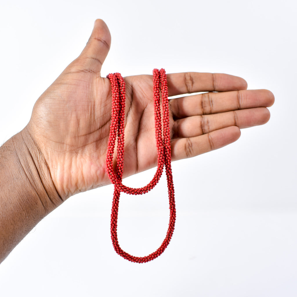 Fulani Beaded Necklace Red Nigeria 32 Inch
