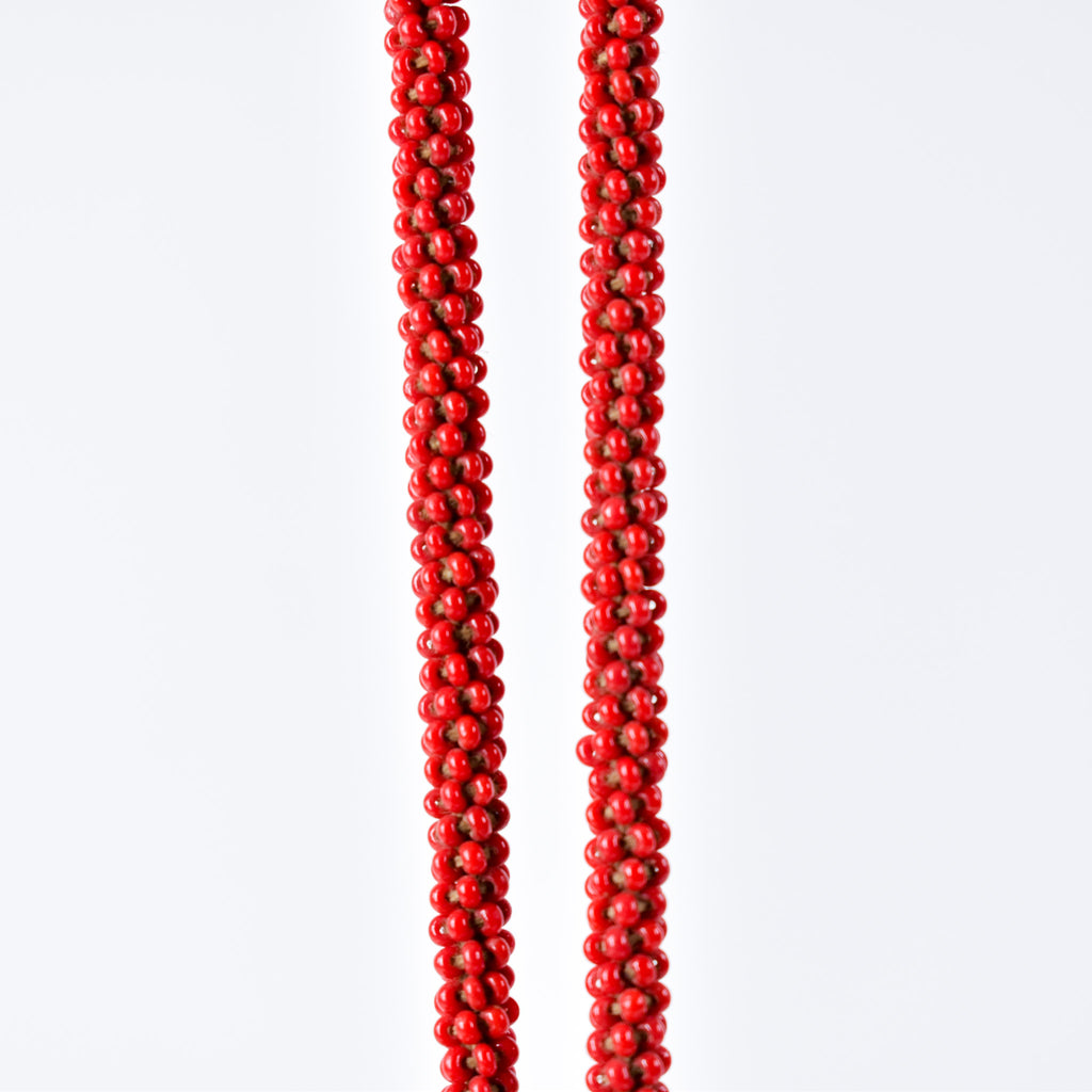 Fulani Beaded Necklace Red Nigeria 32 Inch