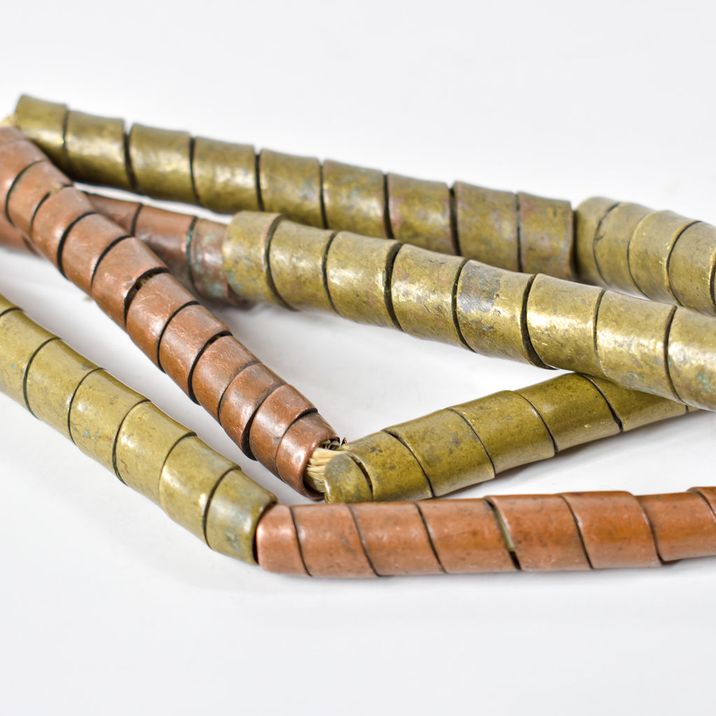 Pig Tail Copper and Brass Trade Beads Large Ethiopia 34 Inch