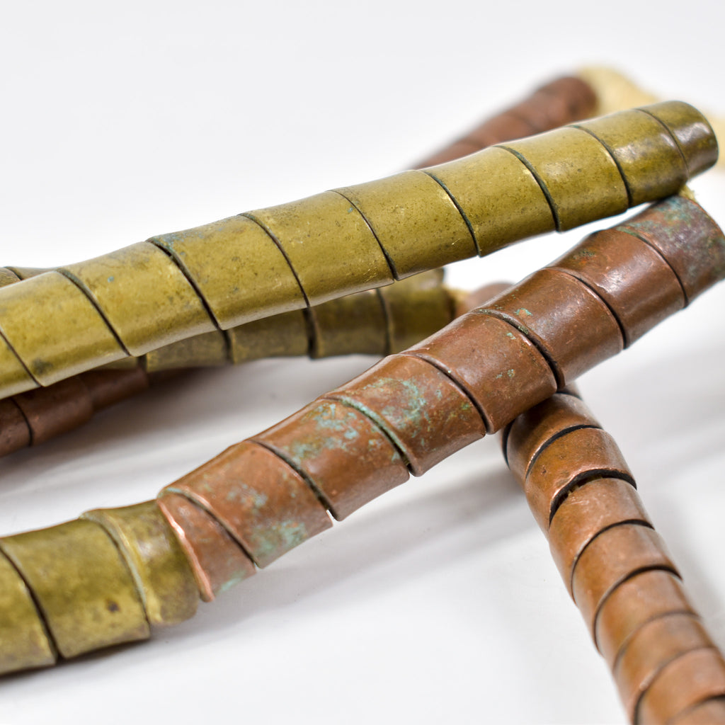 Pig Tail Copper and Brass Trade Beads Large Ethiopia 34 Inch