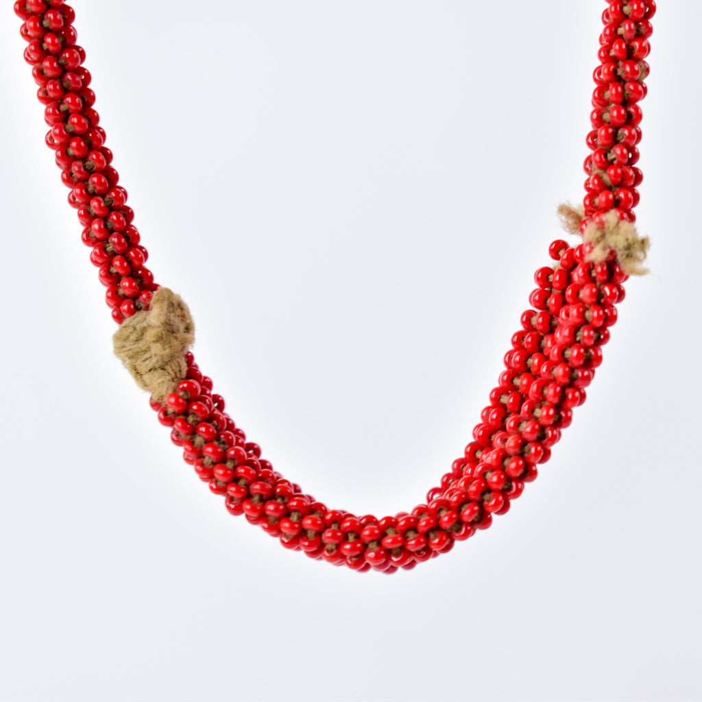 Fulani Beaded Necklace Red Nigeria 32 Inch
