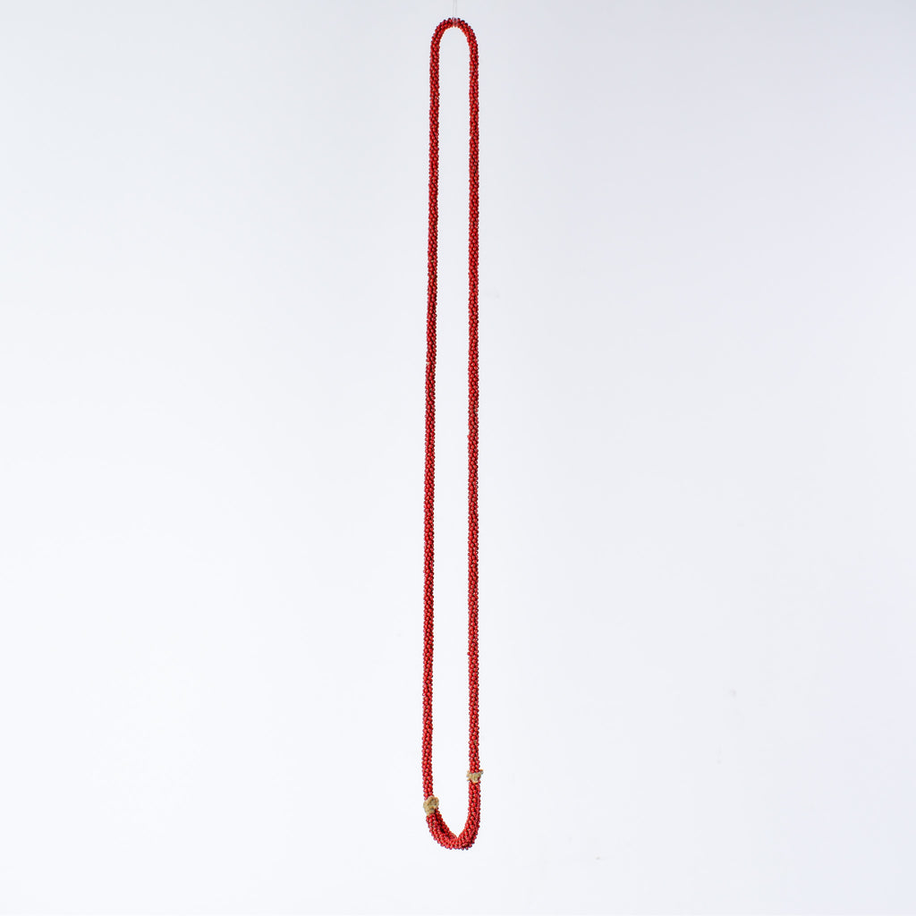 Fulani Beaded Necklace Red Nigeria 32 Inch