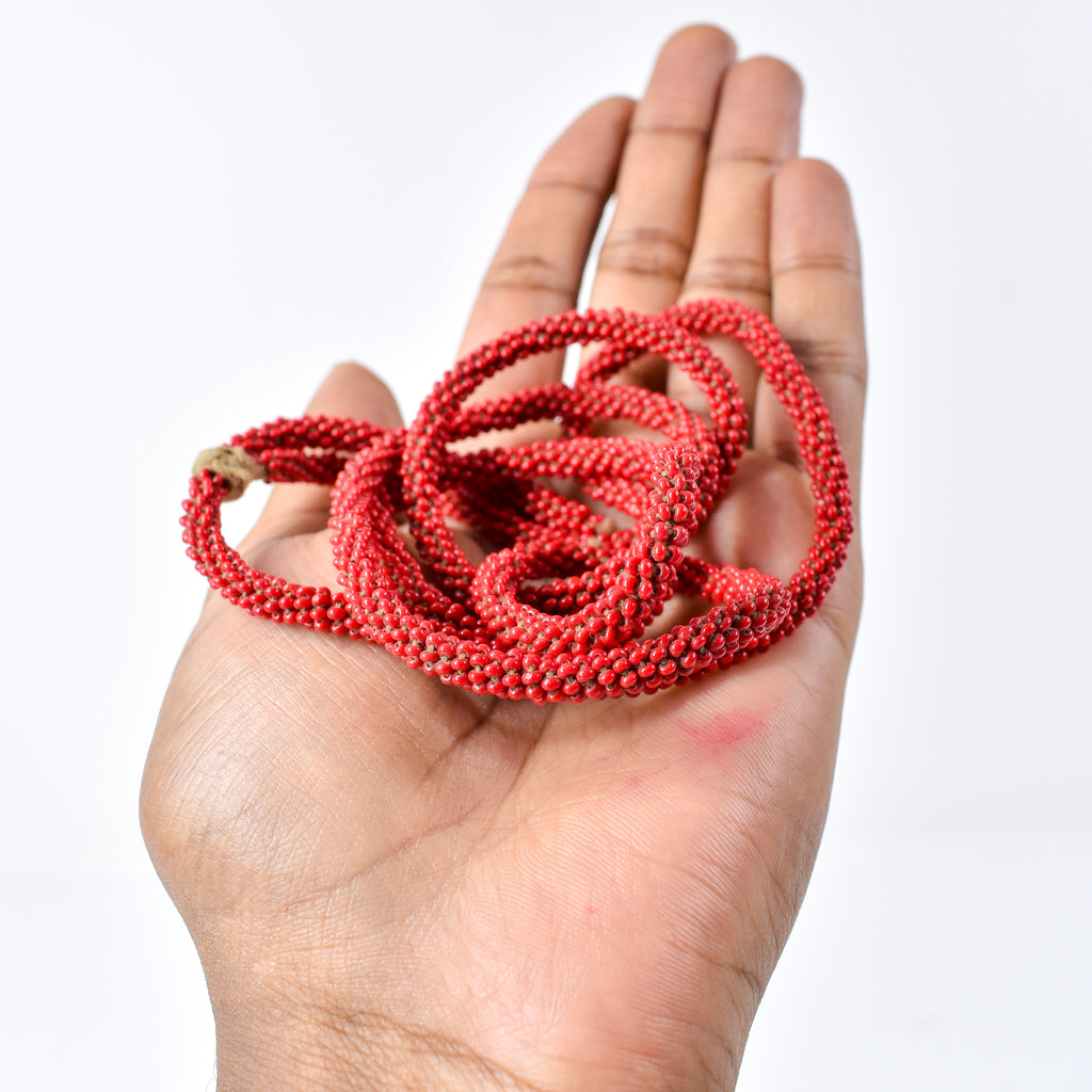 Fulani Beaded Necklace Red Nigeria 32 Inch