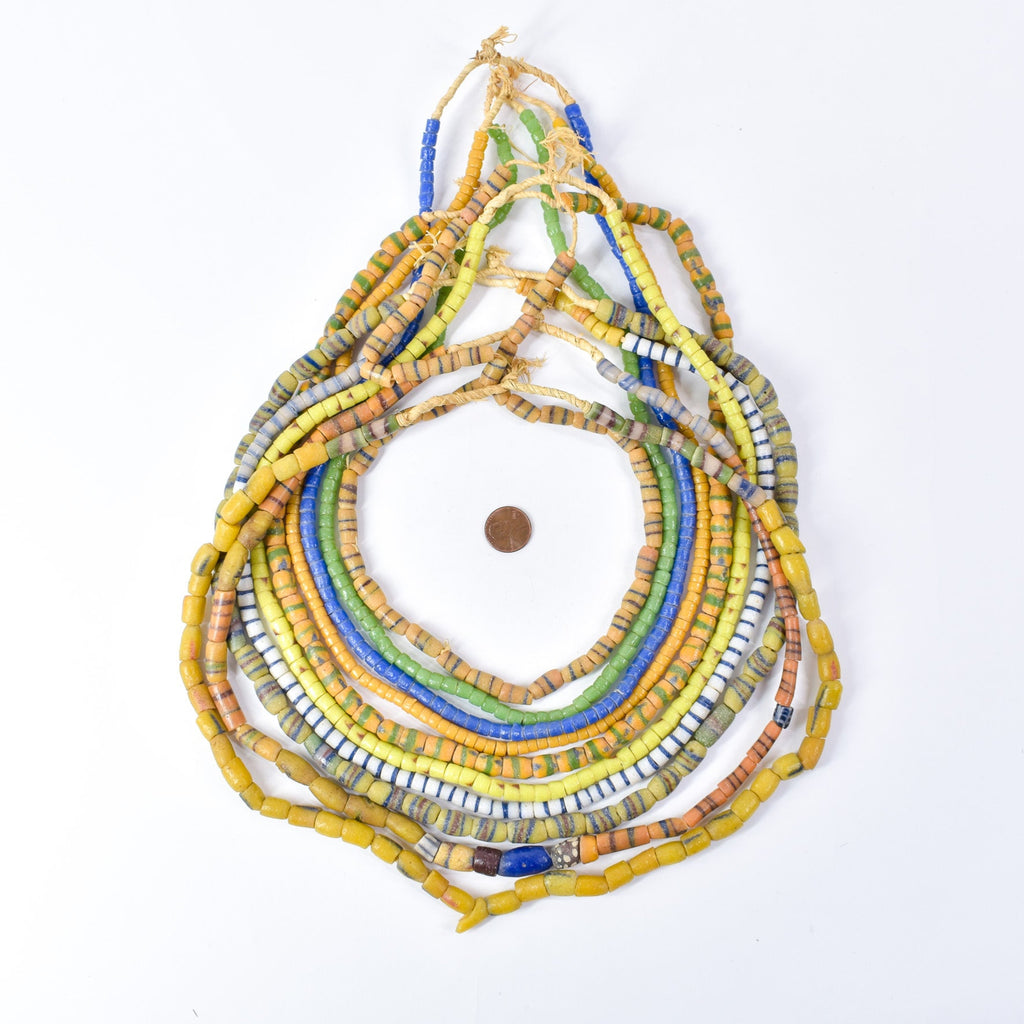 10 Strands Krobo "Recycled" Powder Glass Trade Beads