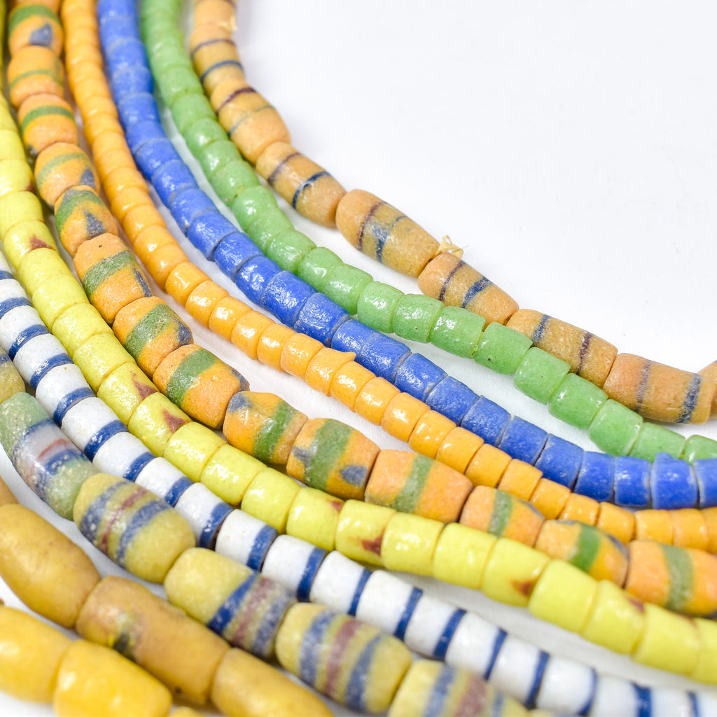 10 Strands Krobo "Recycled" Powder Glass Trade Beads