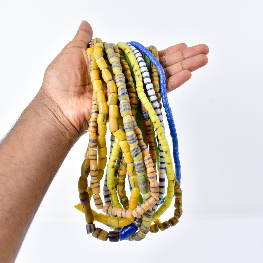 10 Strands Krobo "Recycled" Powder Glass Trade Beads