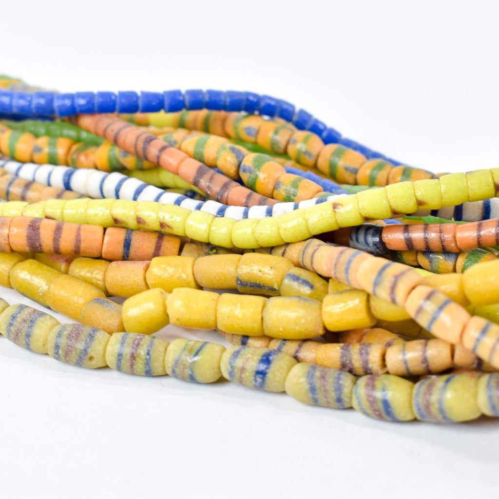 10 Strands Krobo "Recycled" Powder Glass Trade Beads