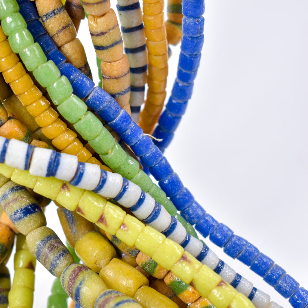 10 Strands Krobo "Recycled" Powder Glass Trade Beads