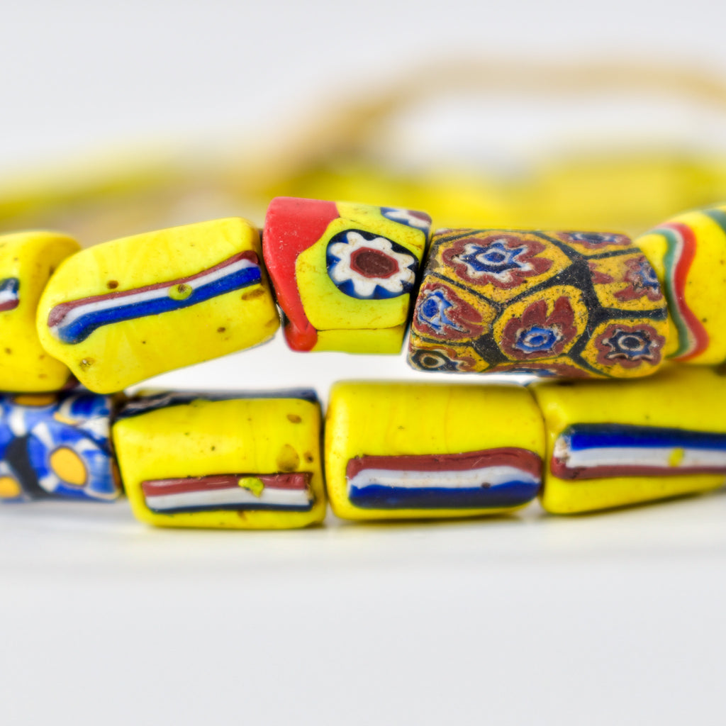 Venetian Striped Yellow Mixed Trade Beads