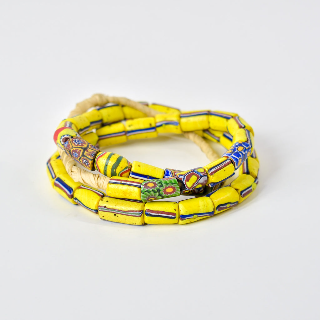 Venetian Striped Yellow Mixed Trade Beads