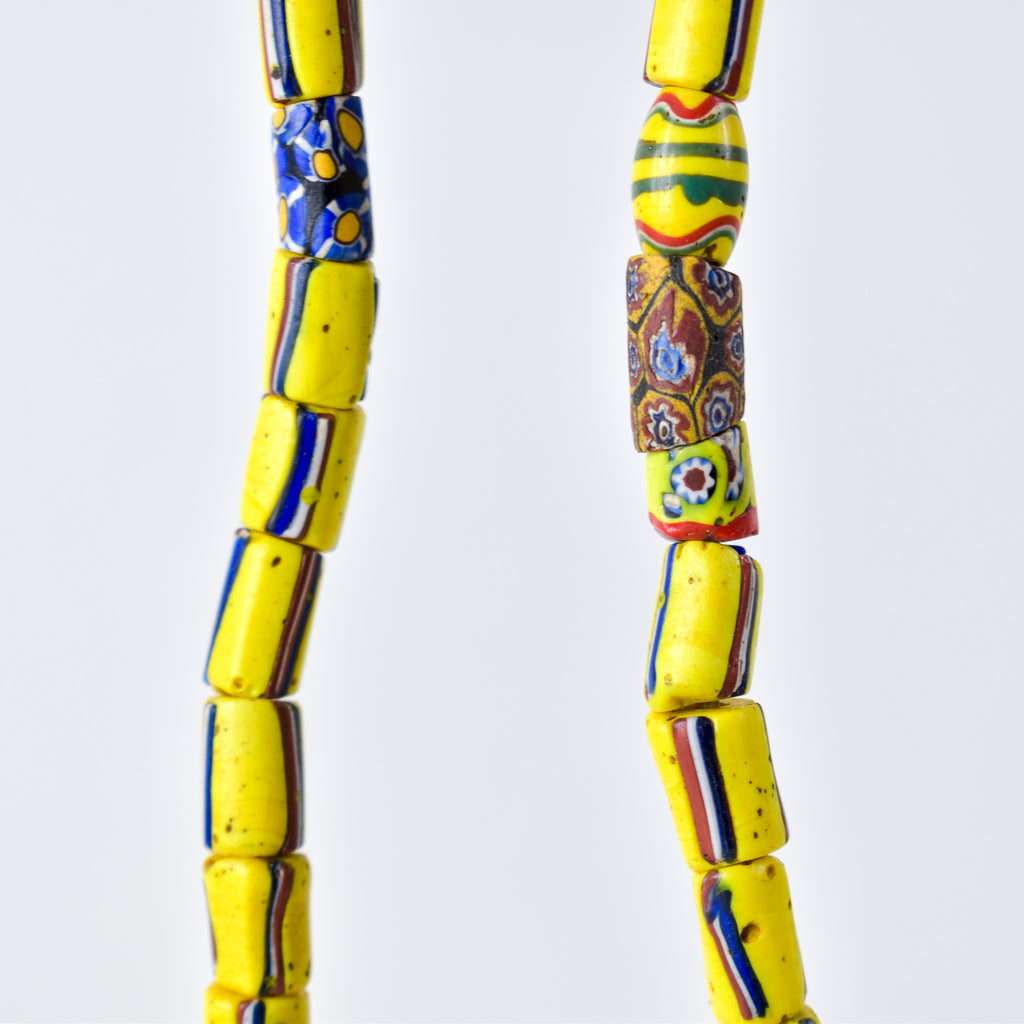 Venetian Striped Yellow Mixed Trade Beads