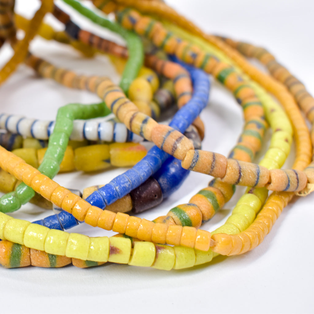 10 Strands Krobo "Recycled" Powder Glass Trade Beads