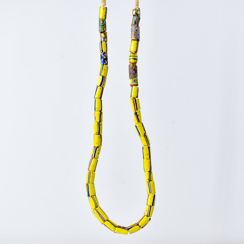 Venetian Striped Yellow Mixed Trade Beads