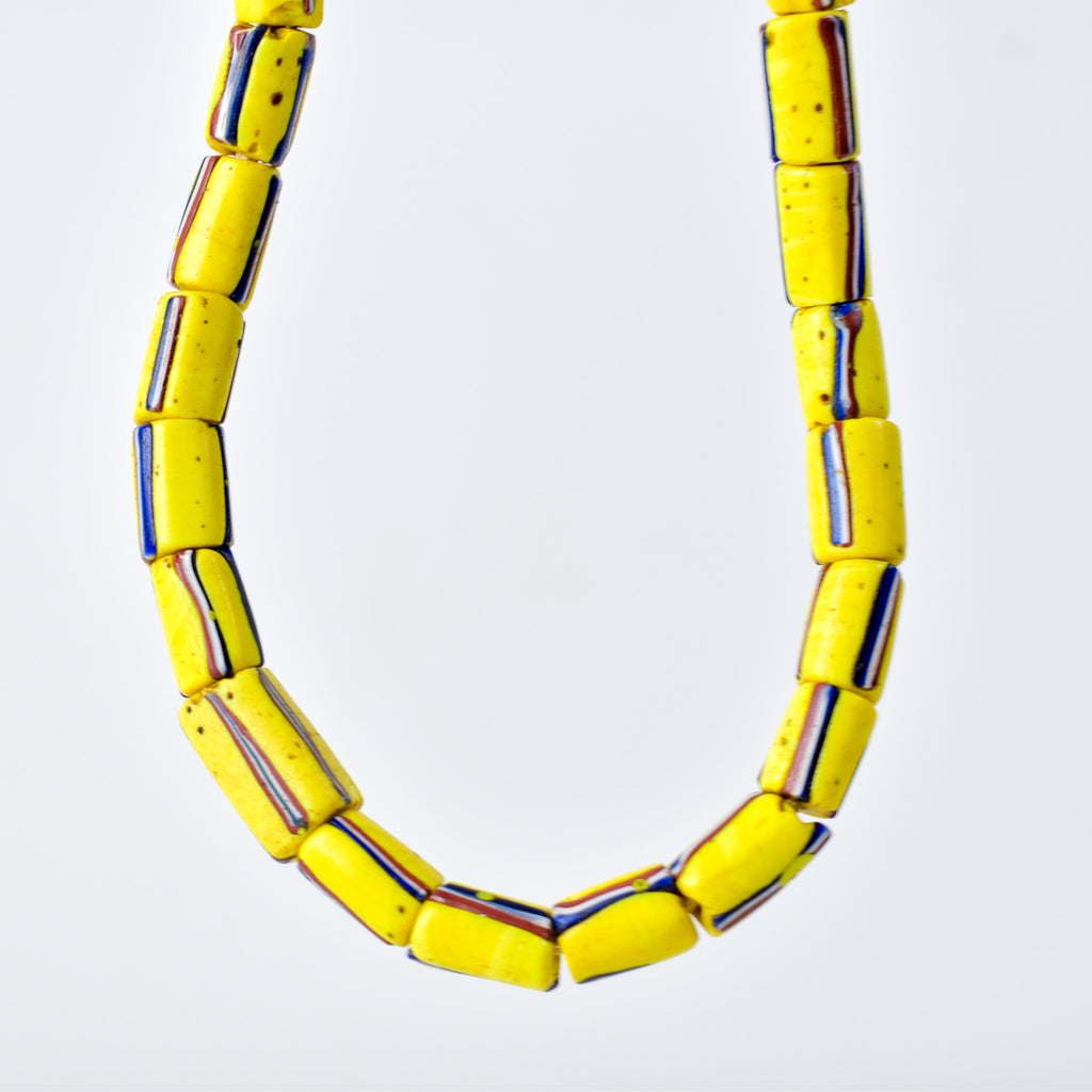 Venetian Striped Yellow Mixed Trade Beads