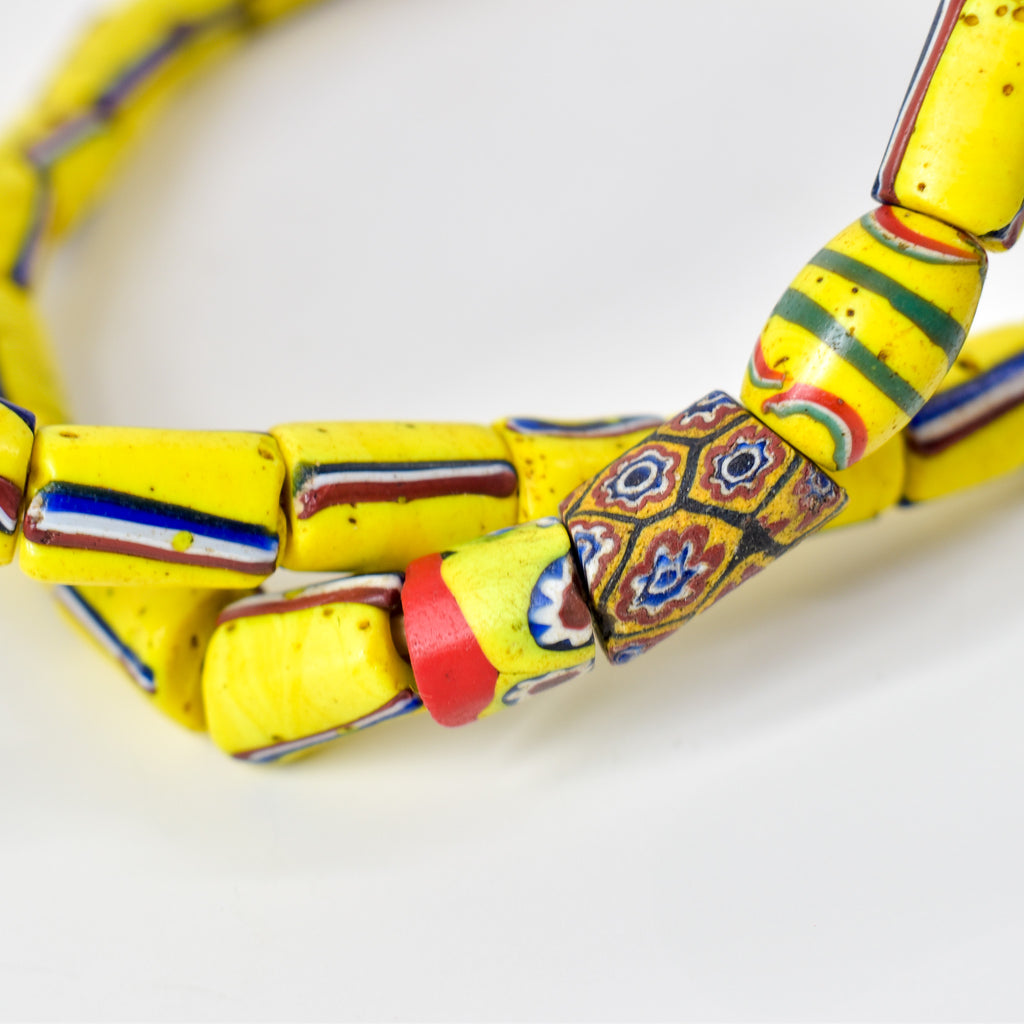 Venetian Striped Yellow Mixed Trade Beads