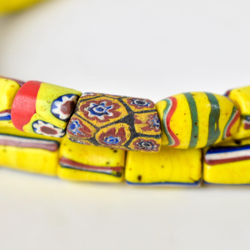 Venetian Striped Yellow Mixed Trade Beads