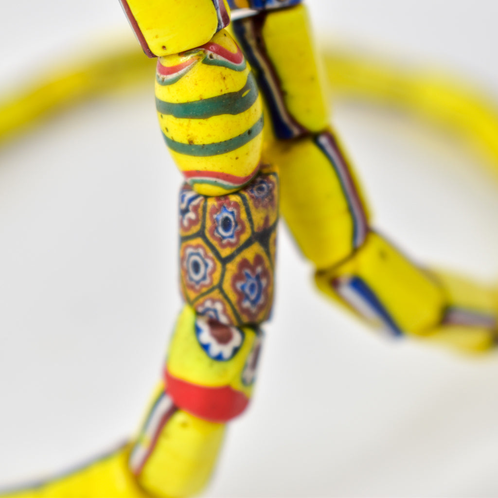 Venetian Striped Yellow Mixed Trade Beads