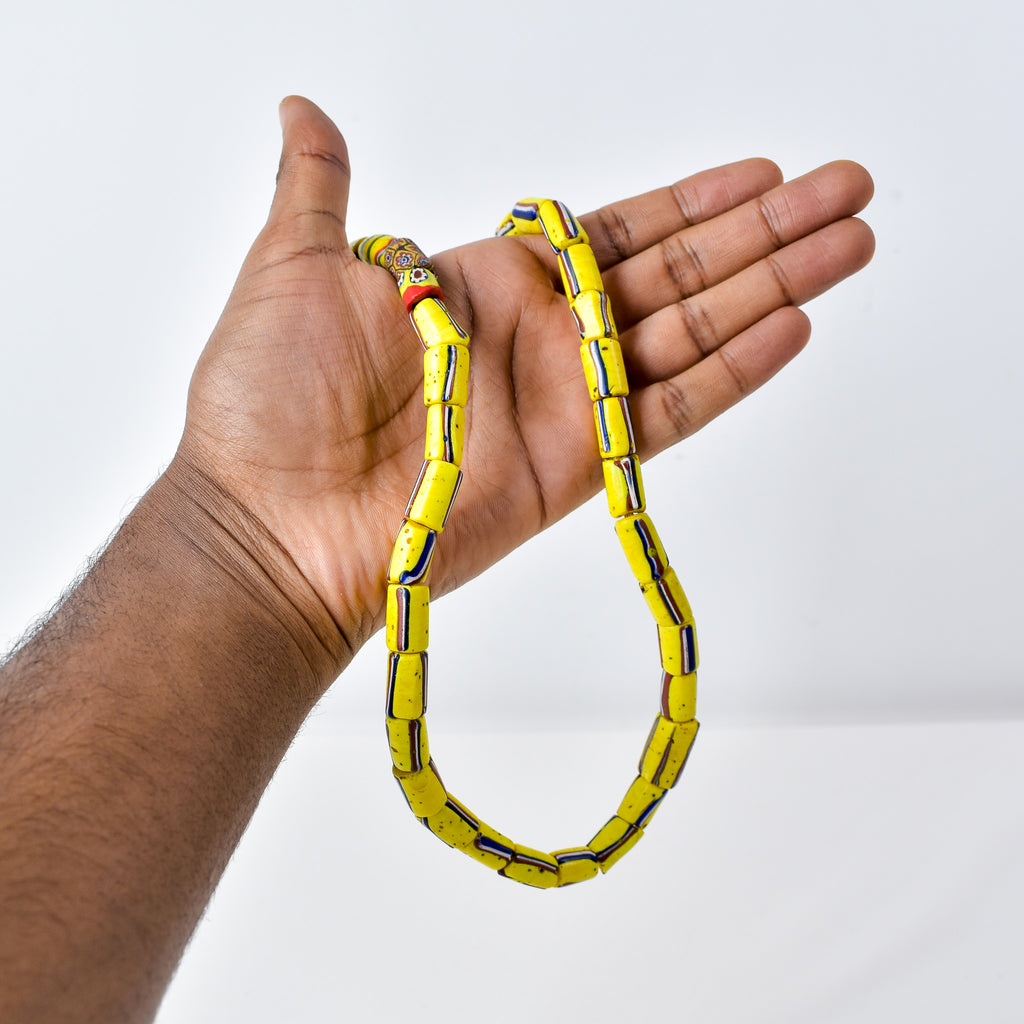 Venetian Striped Yellow Mixed Trade Beads