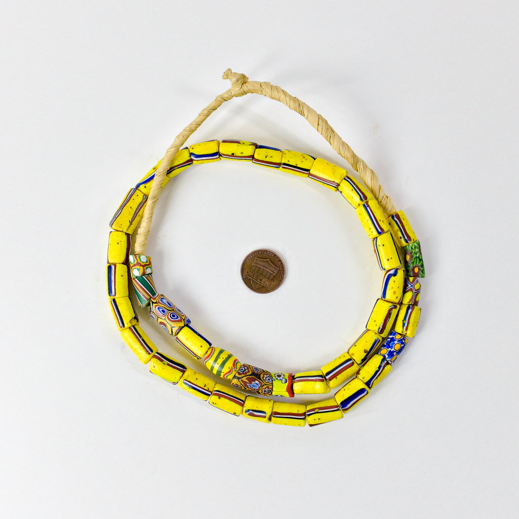 Venetian Striped Yellow Mixed Trade Beads