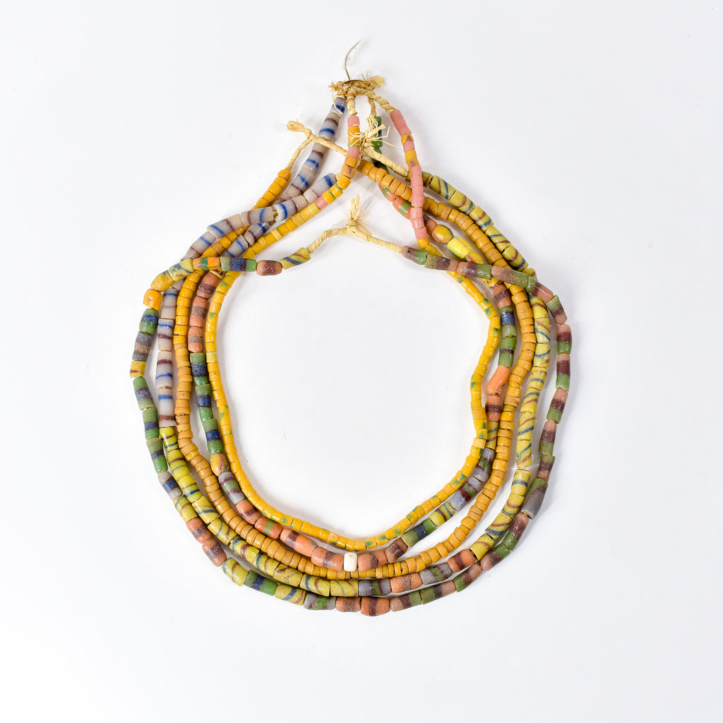 5 Strands Krobo "Recycled" Powder Glass Trade Beads