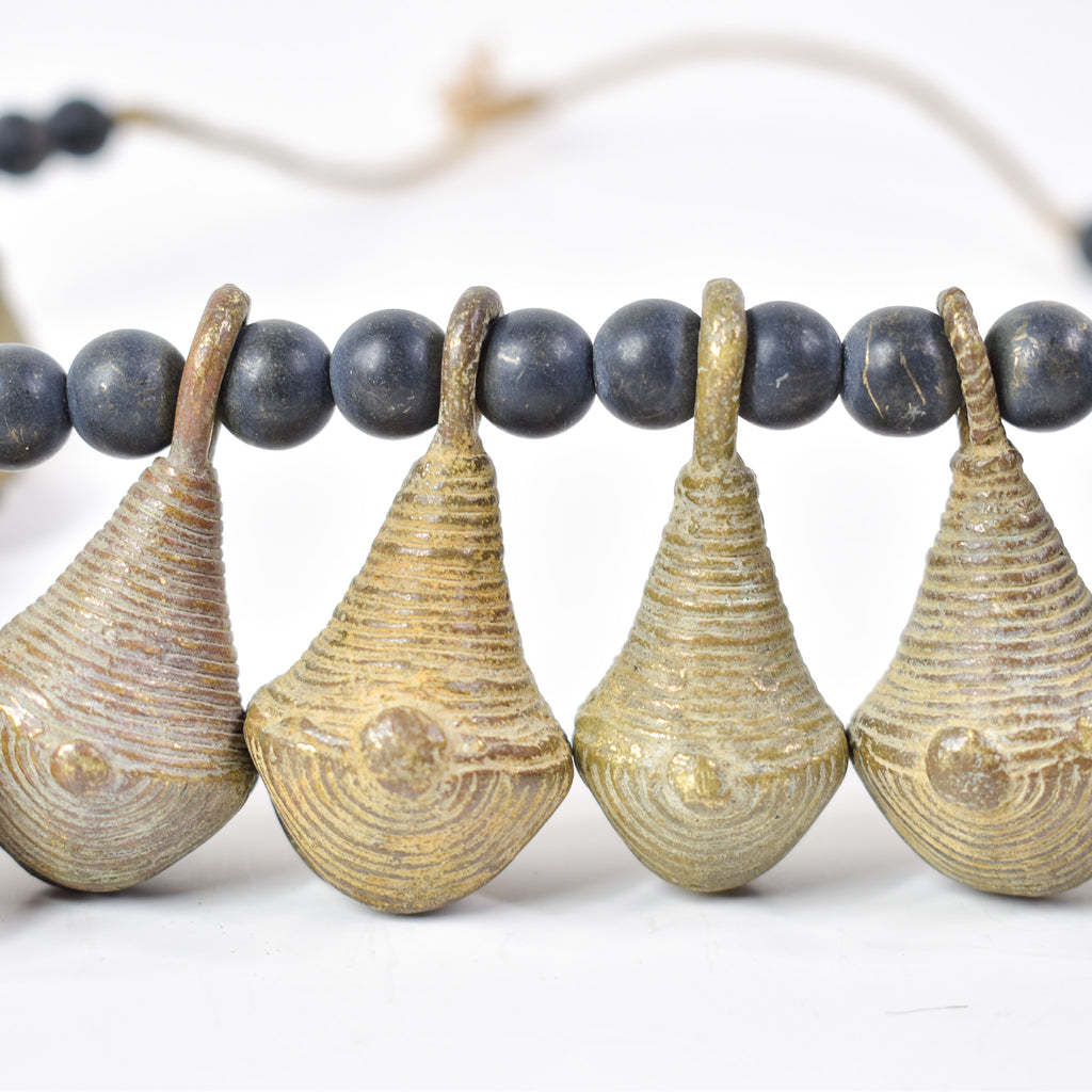 Yoruba Bells with Black Beads 32 Inch