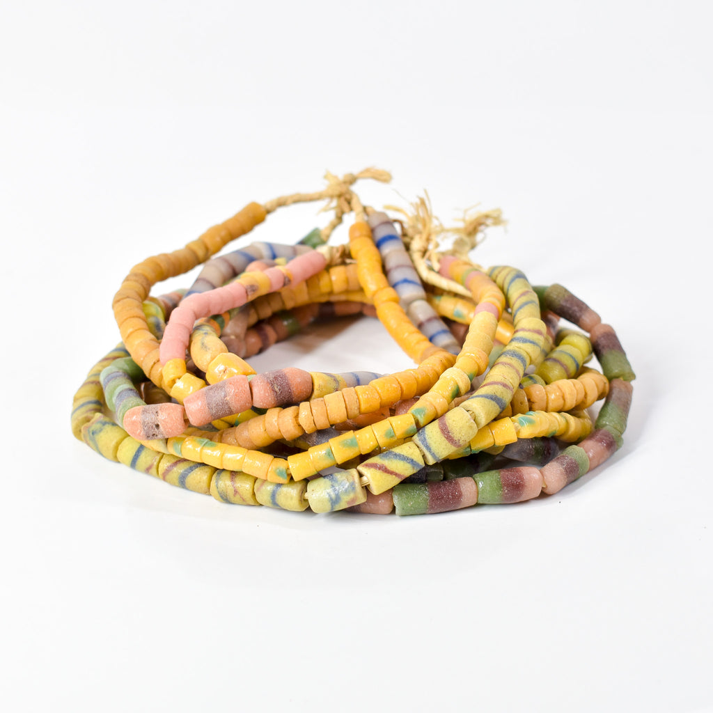 5 Strands Krobo "Recycled" Powder Glass Trade Beads