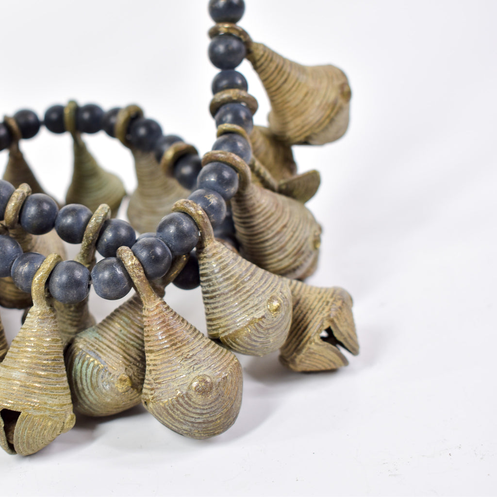 Yoruba Bells with Black Beads 32 Inch