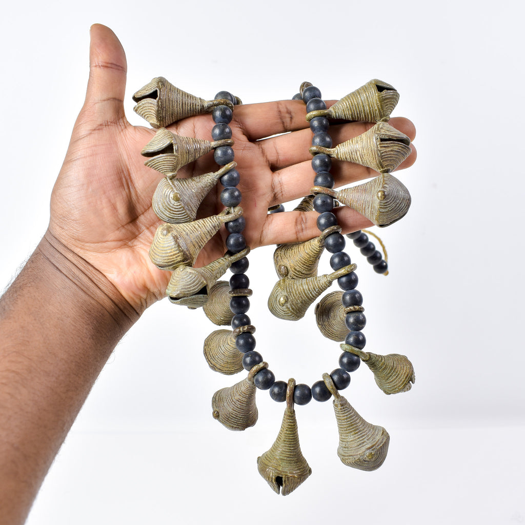 Yoruba Bells with Black Beads 32 Inch