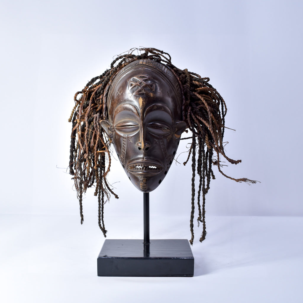 Chokwe Mask Mwana Pwo with Headdress Congo
