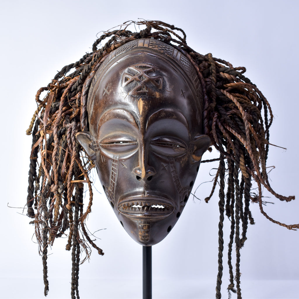 Chokwe Mask Mwana Pwo with Headdress Congo