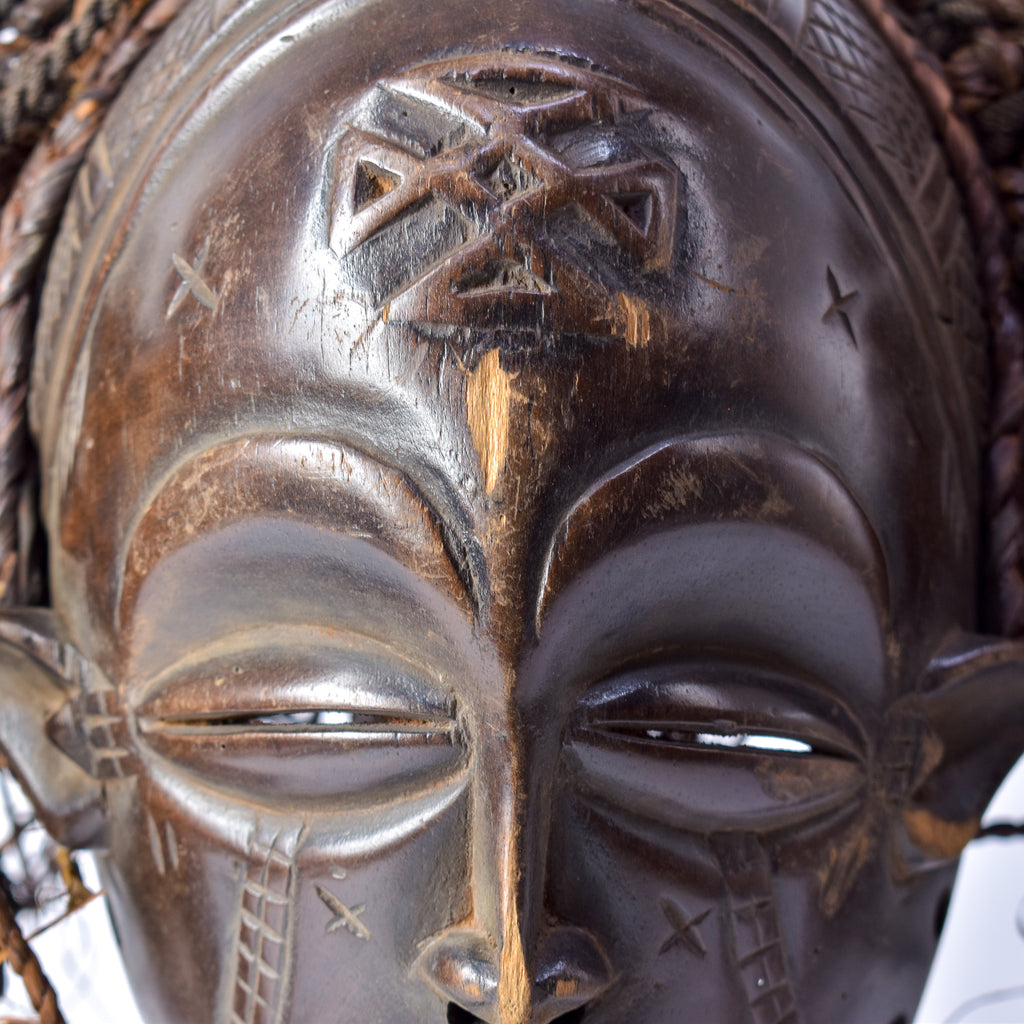 Chokwe Mask Mwana Pwo with Headdress Congo