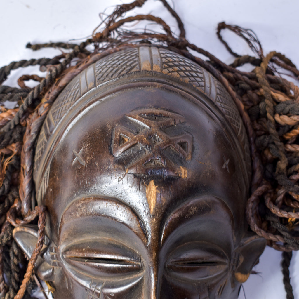 Chokwe Mask Mwana Pwo with Headdress Congo