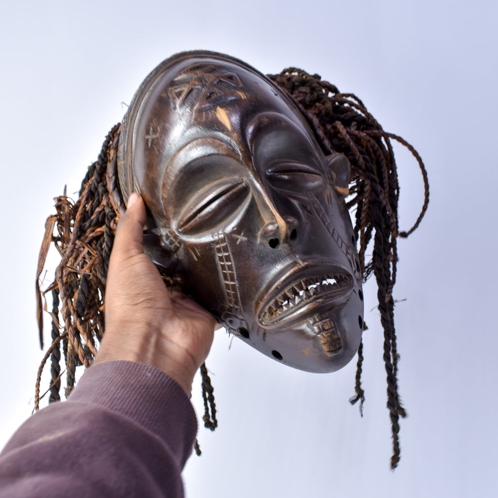 Chokwe Mask Mwana Pwo with Headdress Congo