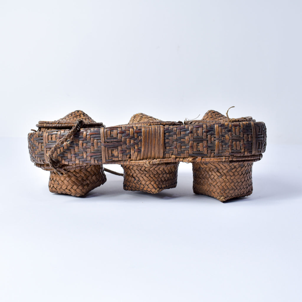 Very Rare Kuba Triple Lidded Basket Congo