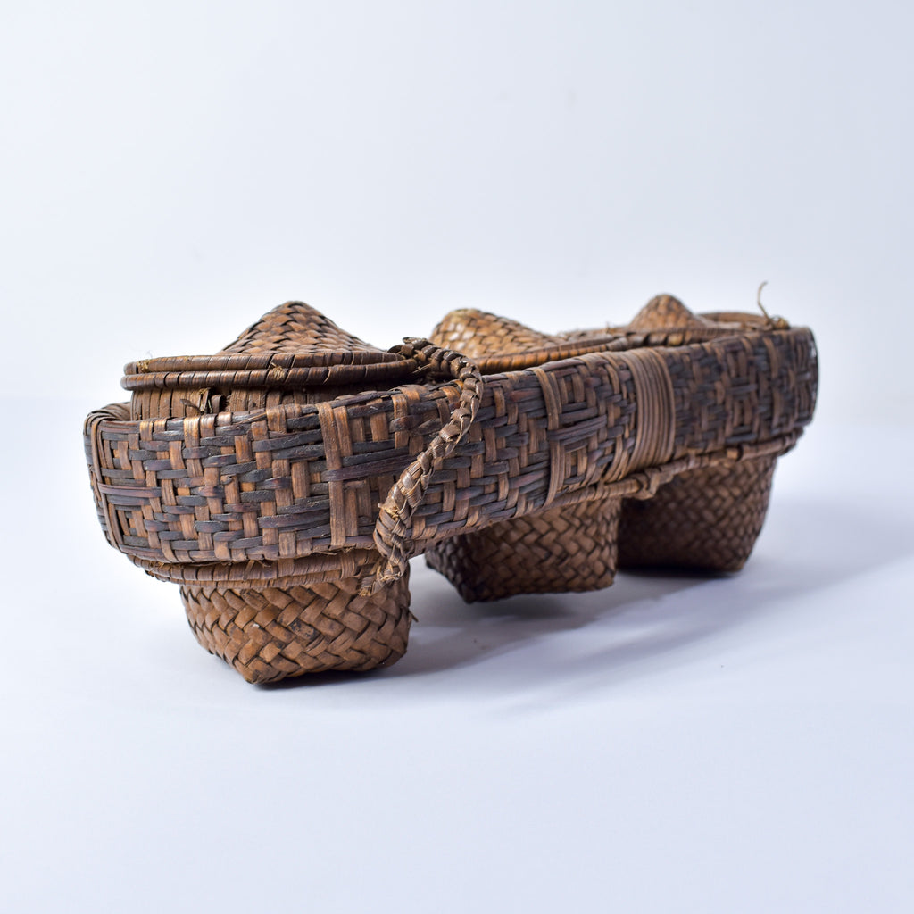 Very Rare Kuba Triple Lidded Basket Congo