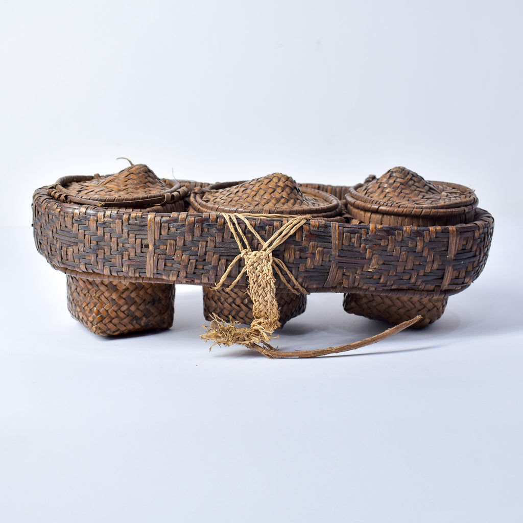 Very Rare Kuba Triple Lidded Basket Congo