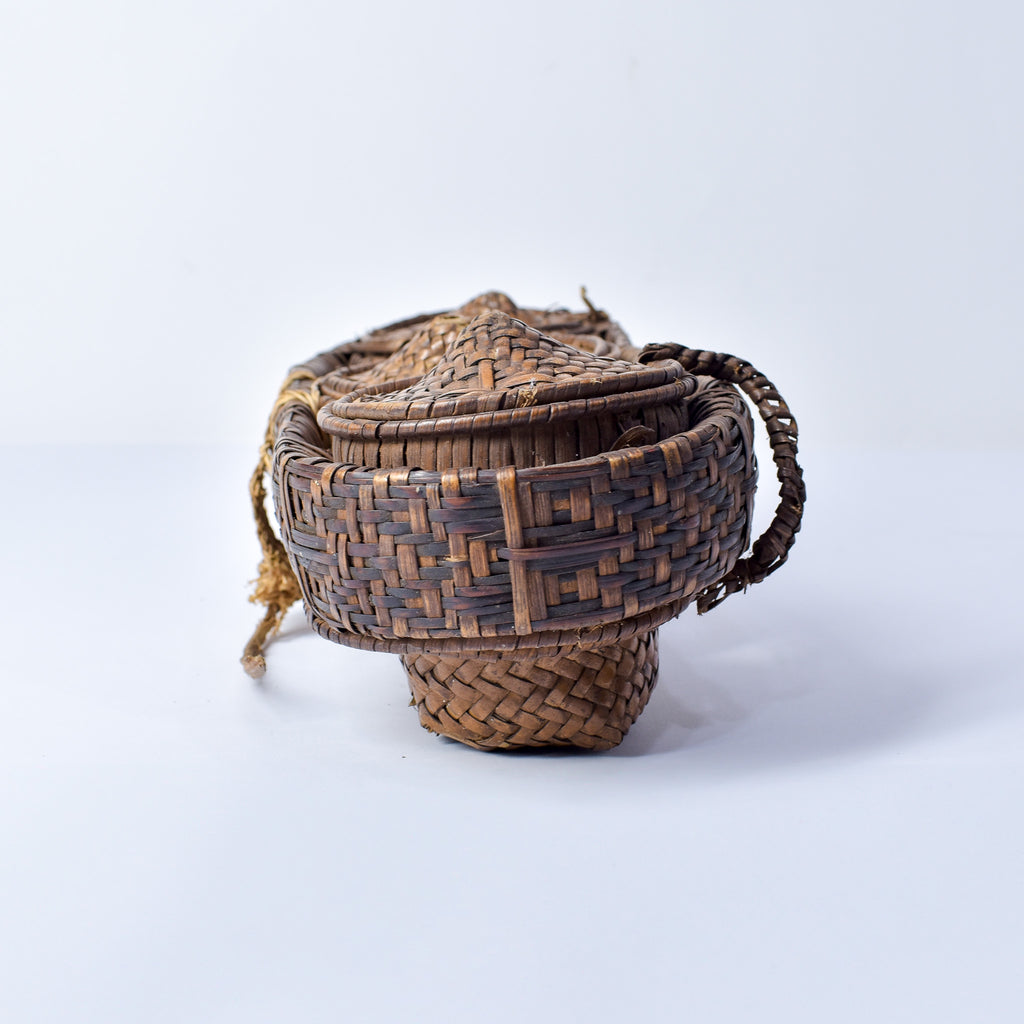 Very Rare Kuba Triple Lidded Basket Congo