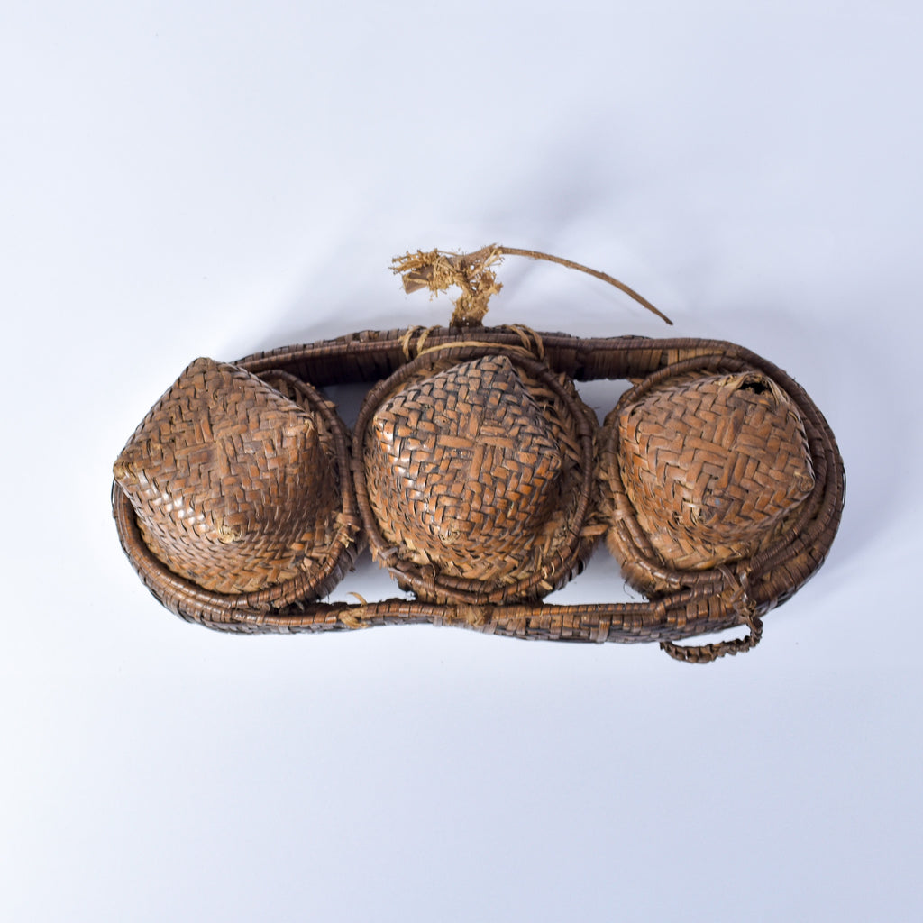 Very Rare Kuba Triple Lidded Basket Congo