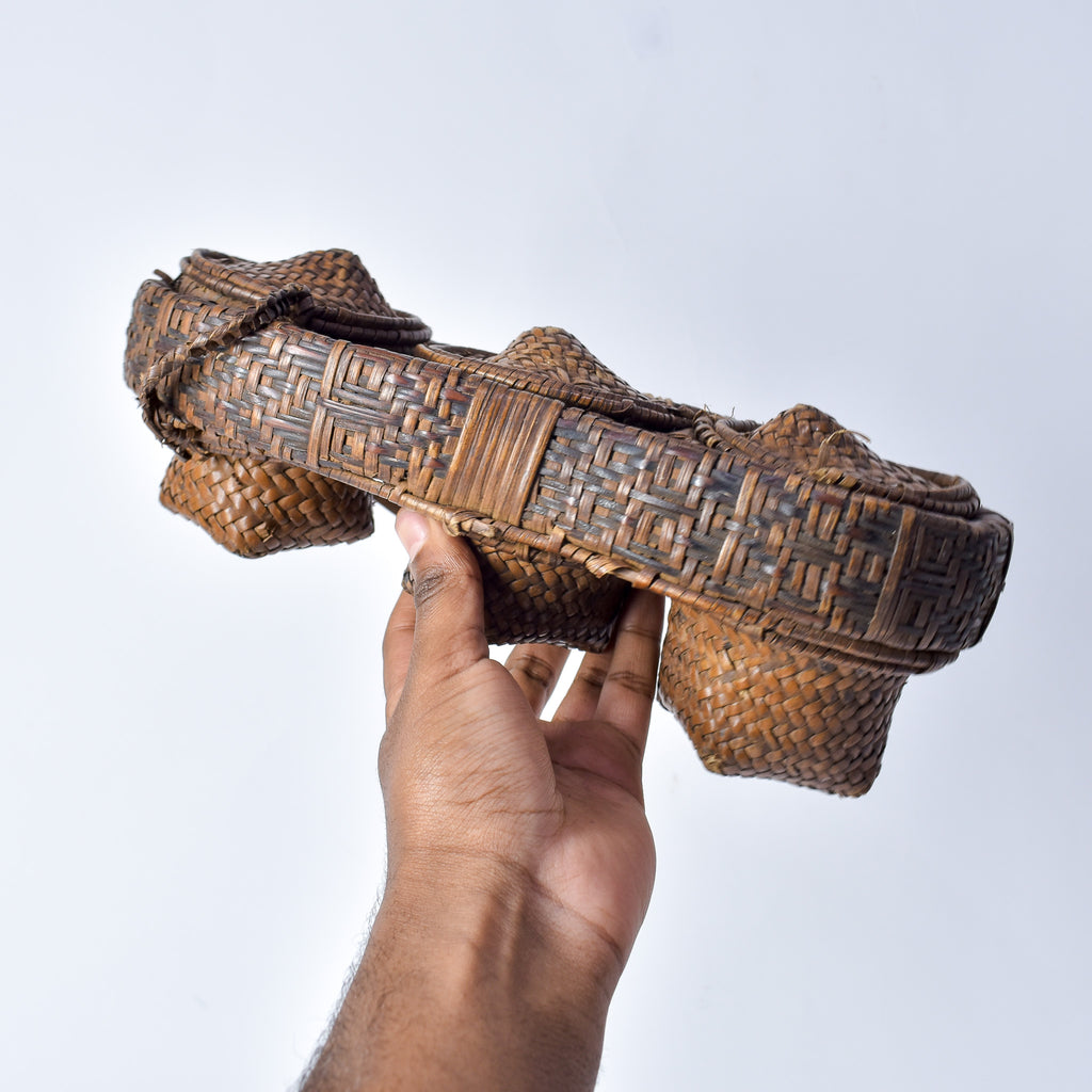 Very Rare Kuba Triple Lidded Basket Congo