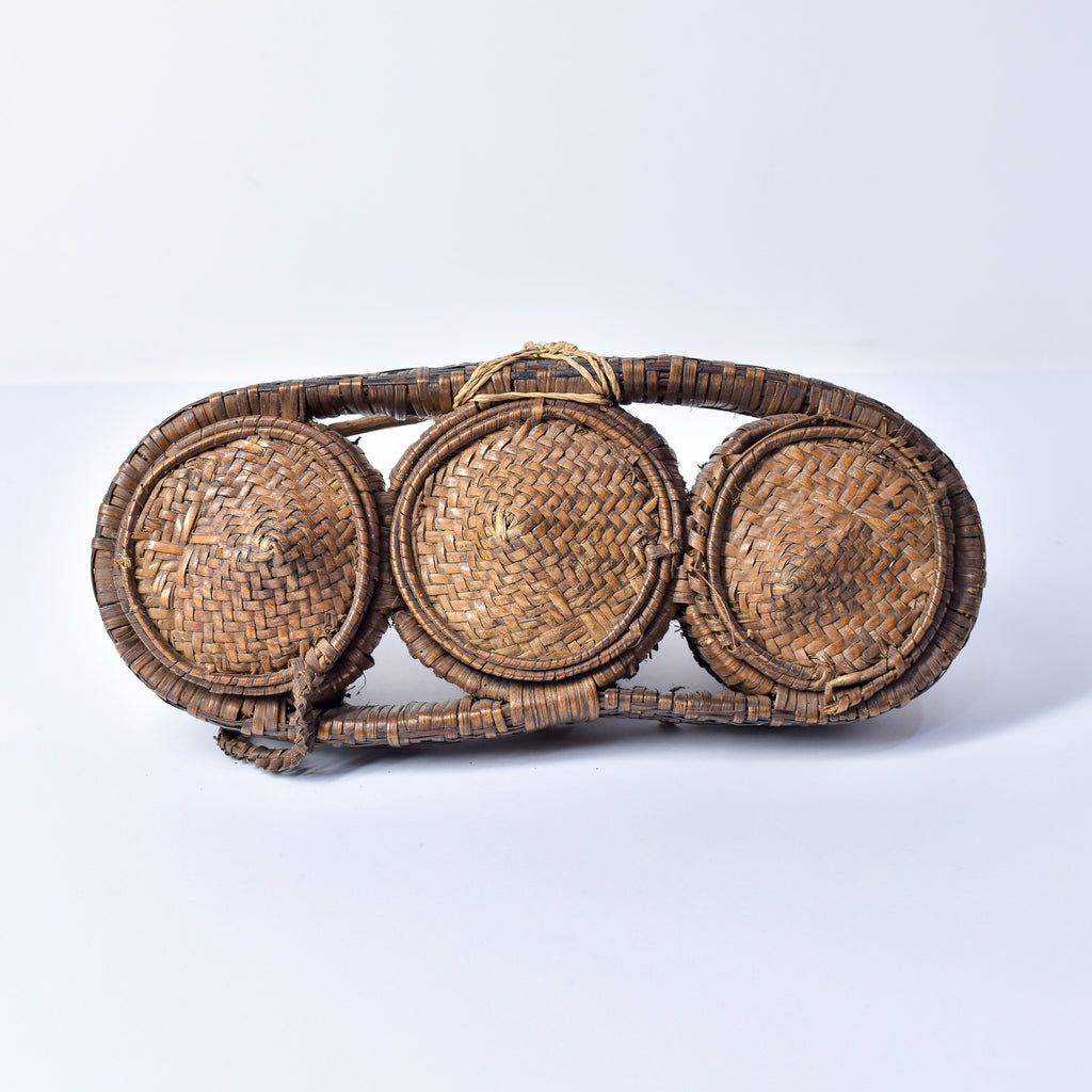 Very Rare Kuba Triple Lidded Basket Congo