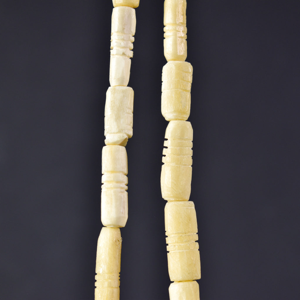 Carved Bone Beads White Nigeria