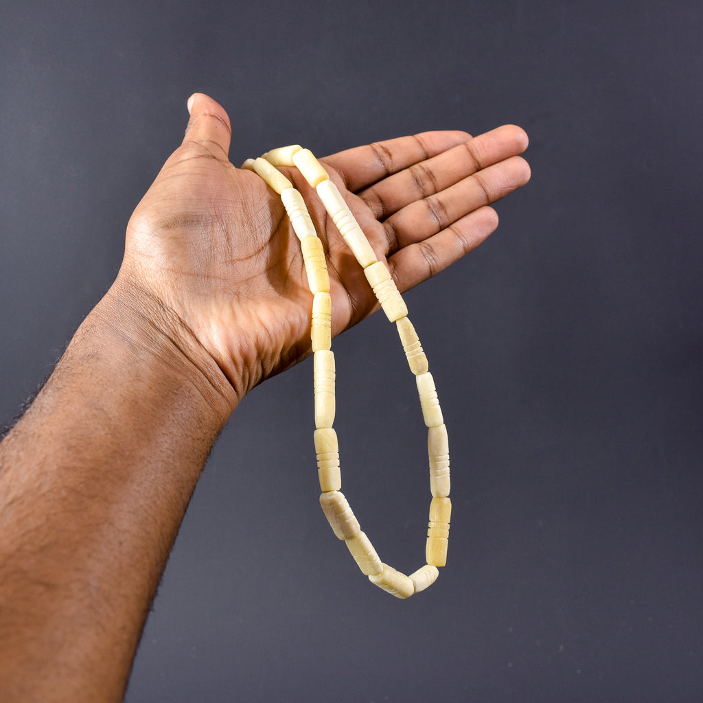 Carved Bone Beads White Nigeria
